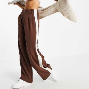ASOS Stradivarius Wide Leg Relaxed Side Stripe Trouser Pant
